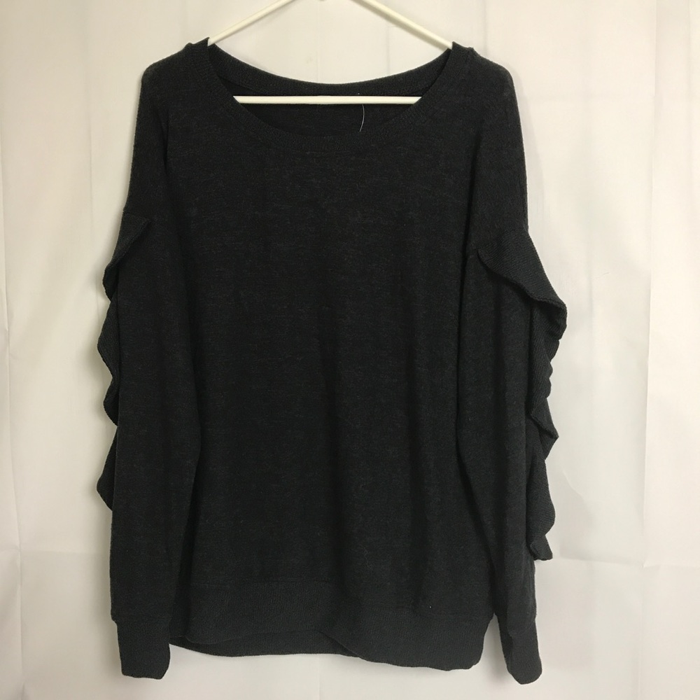 Harlowe & Graham Shirt XL Gray Ruffle Sleeve R1P